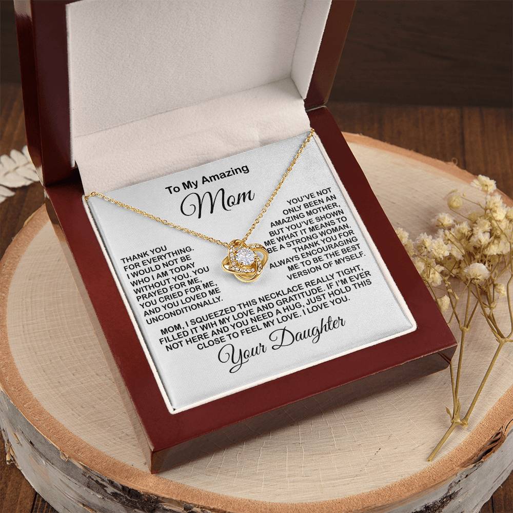 Present For Mom From Daughter Love Knot Necklace