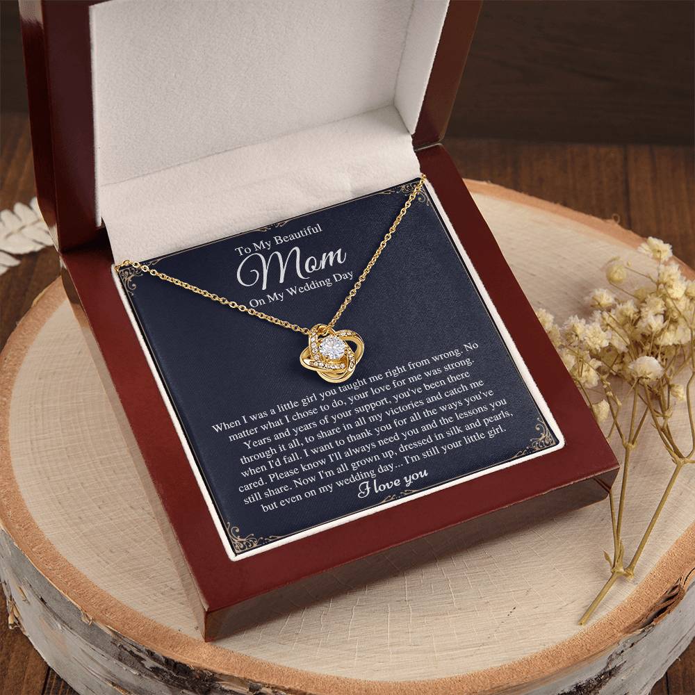 Mom On Love Knot Necklace