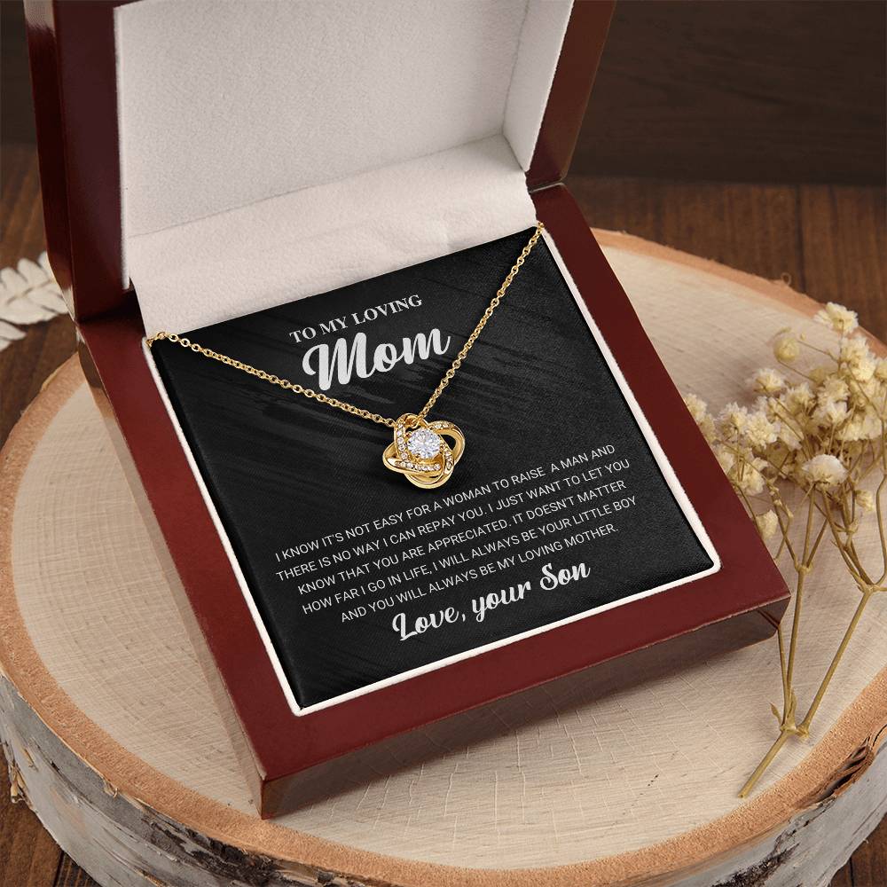 To My Loving Mom Necklace Gift For Mom From Son Mom Birthday Gift Mother's Da Love Knot Necklace
