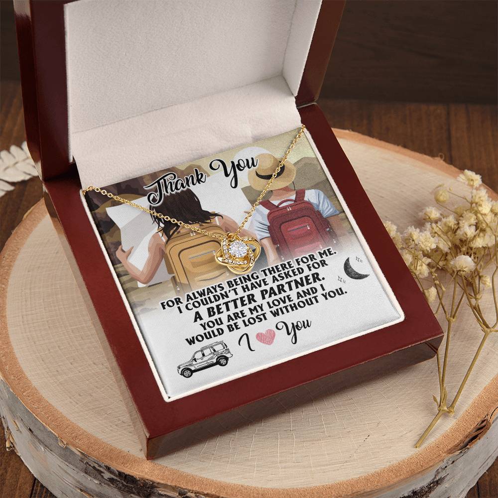 To My Partner Gift Necklace Gift Necklace For Wife Hiking Wife Gift Traveling Wife Love Knot Necklace