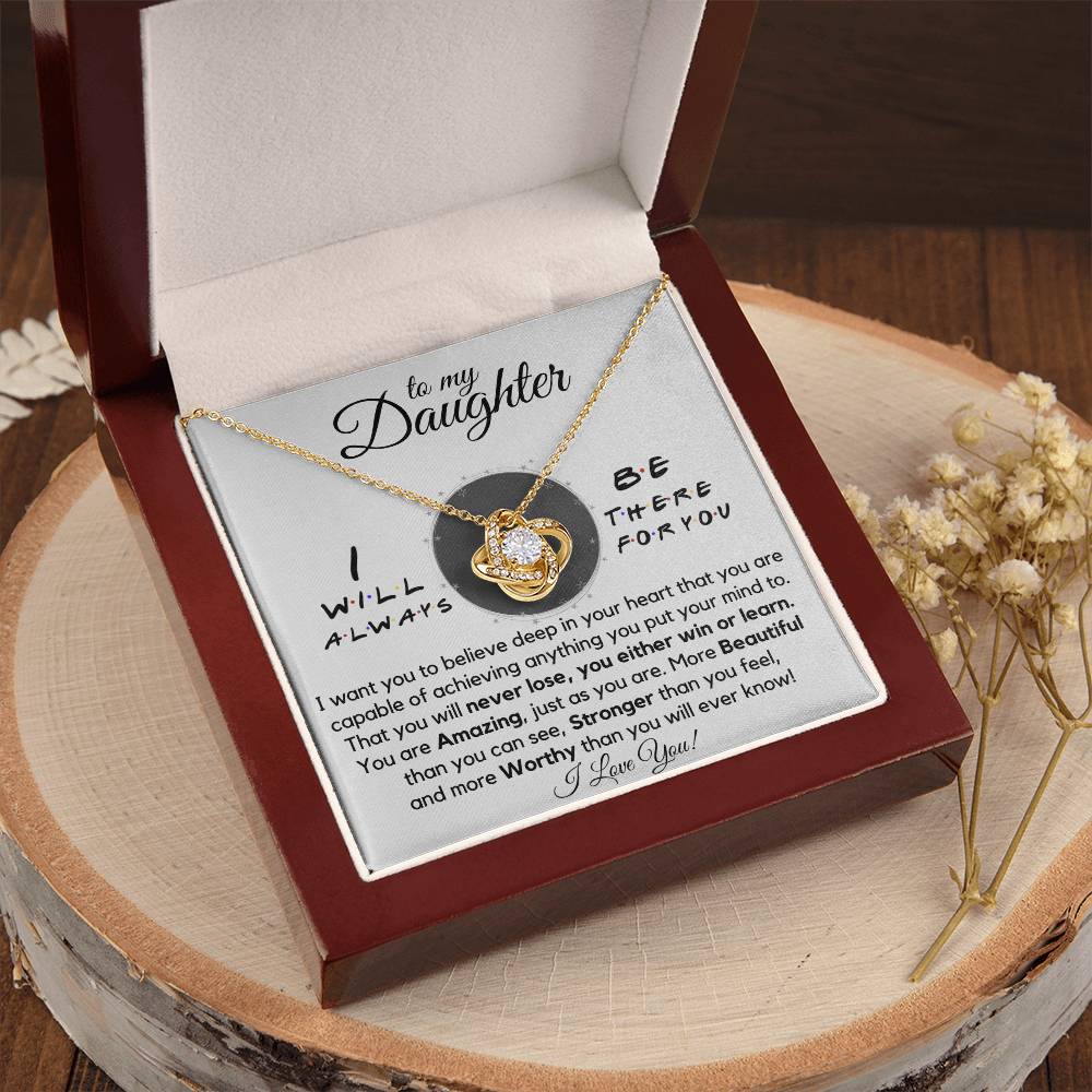 To My Daughters - Always There For You - Gift Ne Love Knot Necklace