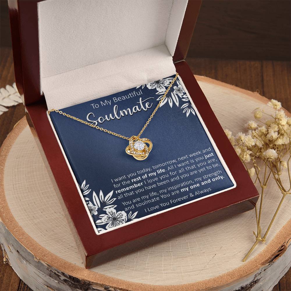 Gift For Your Soulmate - Today For All Navy Flower Love Knot Necklace Love Knot Necklace
