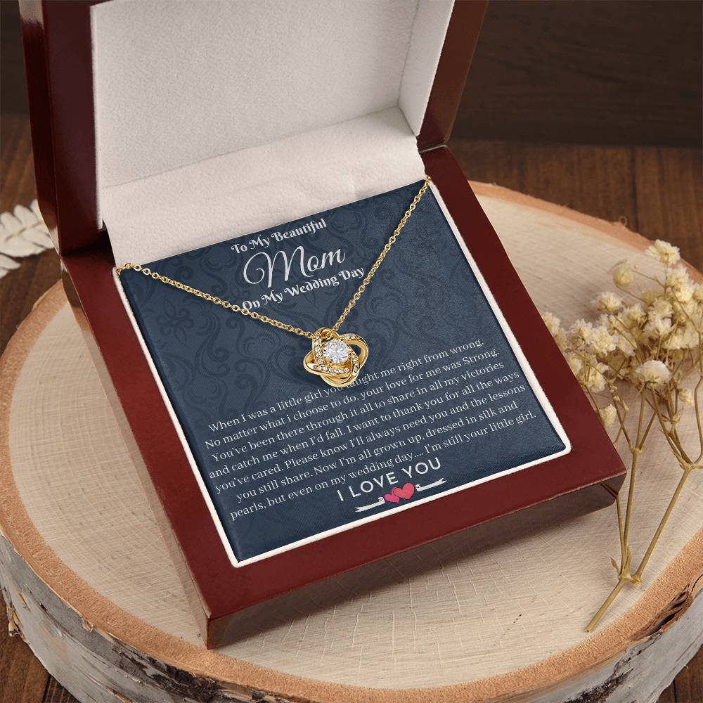 Mother Of The Bride Gift From Daughter To My Lovely Mom On My Wedding Day Necklace Gift From Bride To Mother Momm Love Knot Necklace
