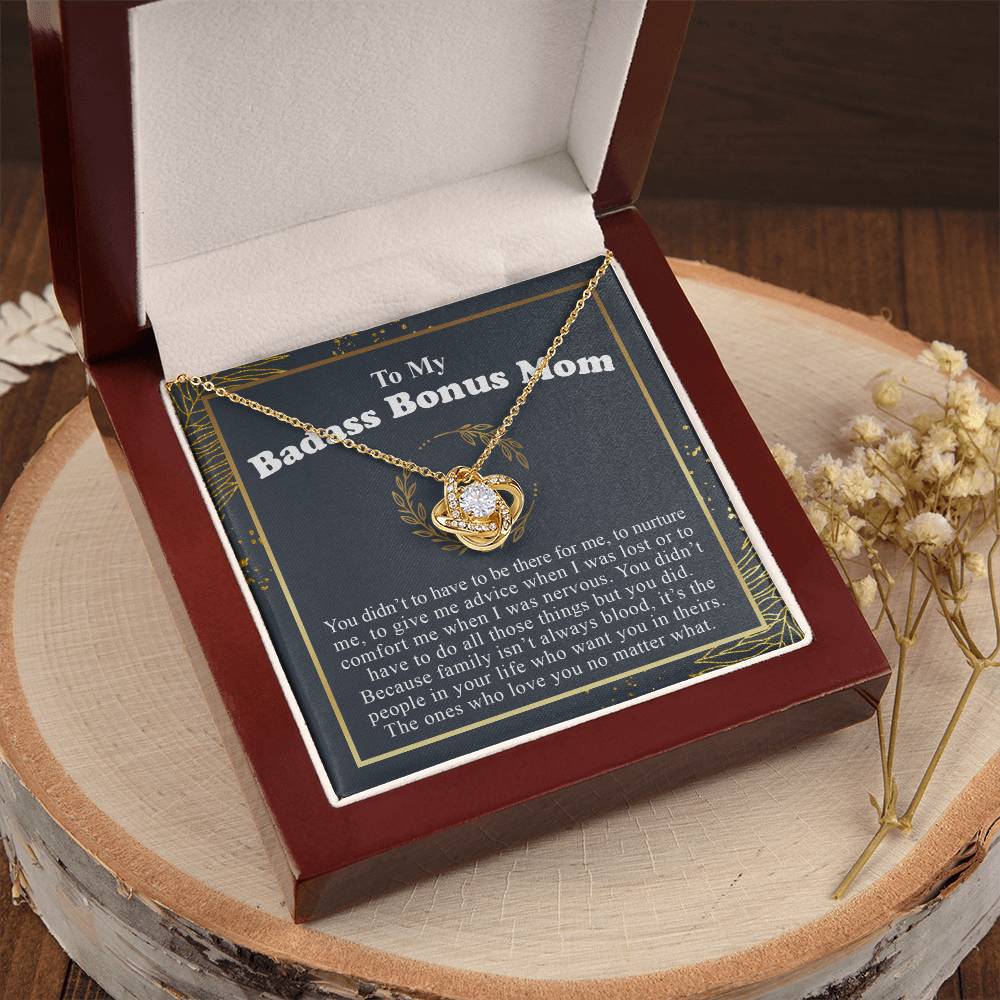 To My Badass Bonus Mom Love Knot Necklace