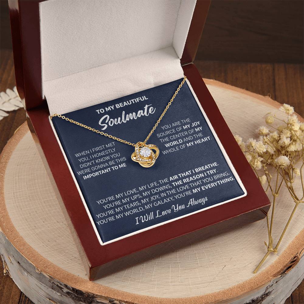 Gift For Your Soulmate - My Joy I Breath Love Knot Necklace Love Knot Necklace