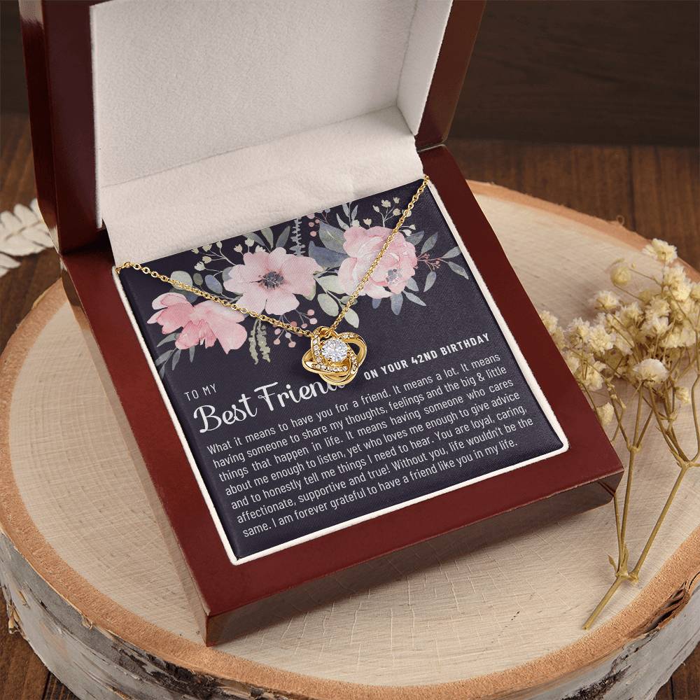 Gift For Best Friend 42Nd Birthday 42Nd Birthday Gift For Her Meaningful Best Friend 42Nd Birthday Necklace Unique Gifts 42Nd Bi Love Knot Necklace