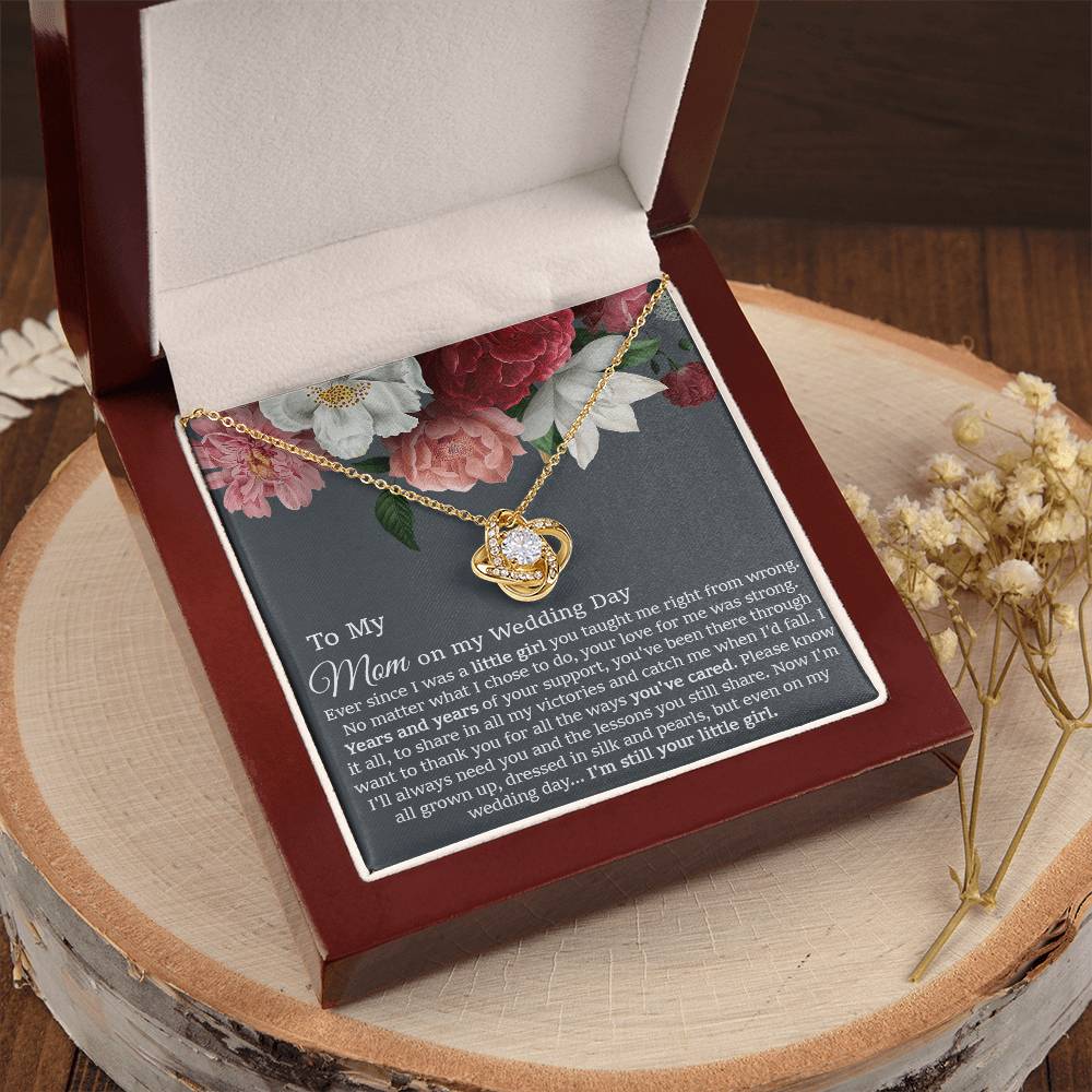 To My Mom On My Wedding Day Gift Wedding Necklace Gift For Mom From Bride Love Knot Necklace