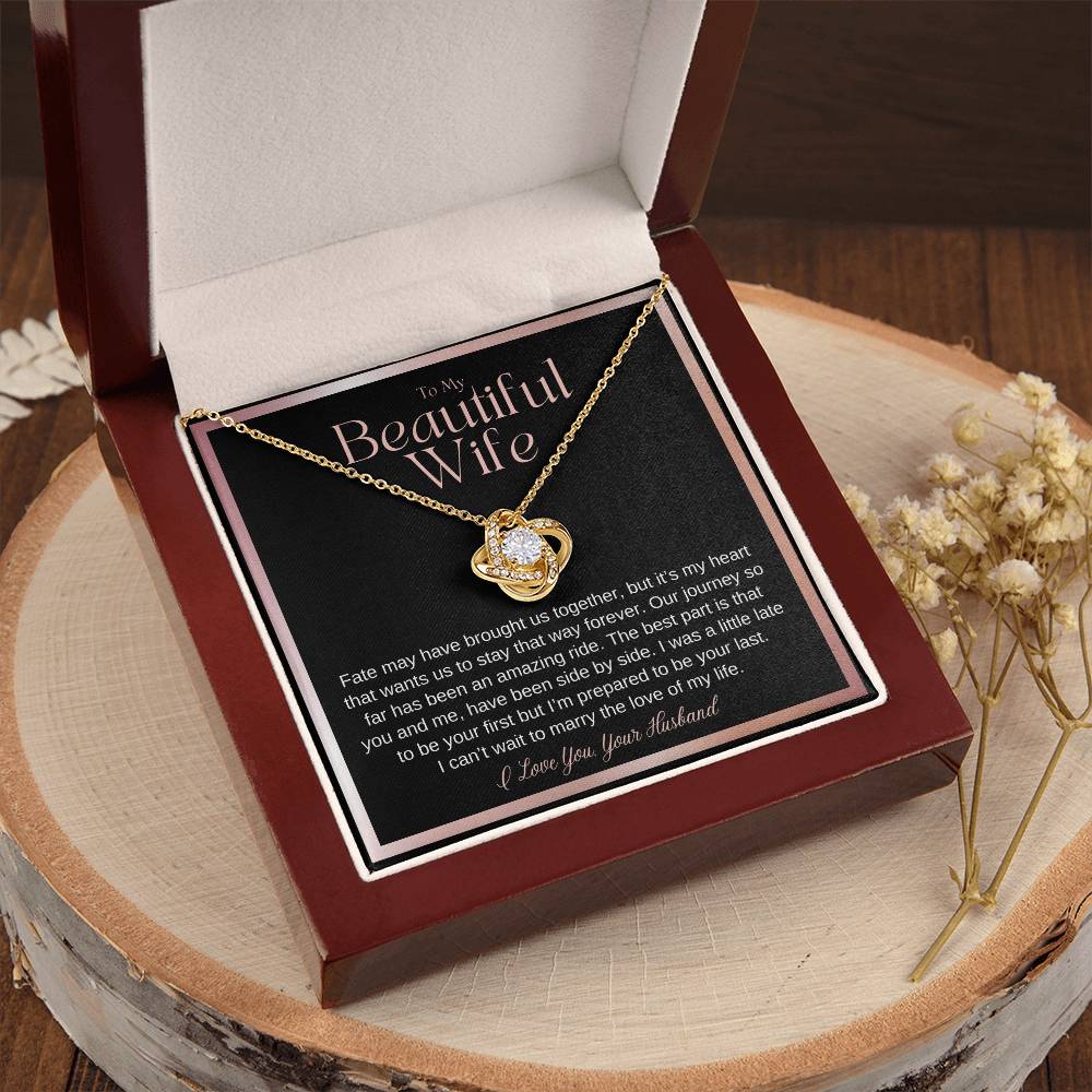 Wife Gift On Wedding Day Bride Gift From Groom On Wedding Day Fate May Have Brought Us Together Wife Wedding Necklace Gift From Husband Love Knot Necklace