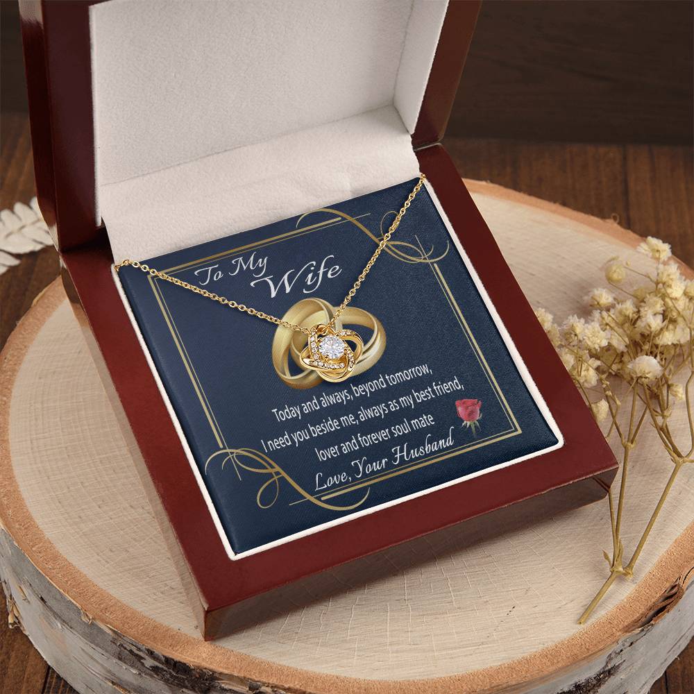 To My Wife Gift Necklace Message Card Necklace To Wife From Husband Anniversary Gift For Wife Birthday Gift Necklace Fo Love Knot Necklace
