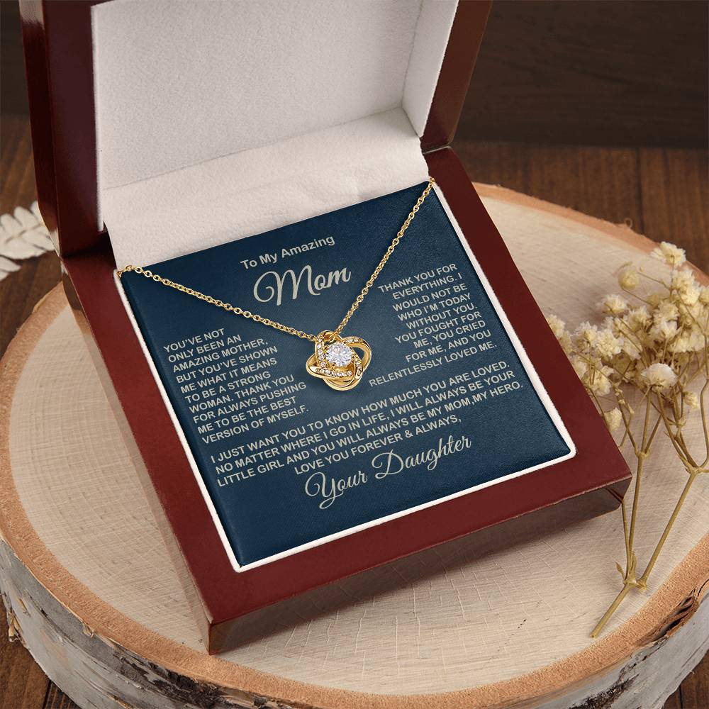 To My Amazing Mom Necklace Gift For Mom From Daughter Sentimental Gift Mother's Day Gift Love Knot Necklace