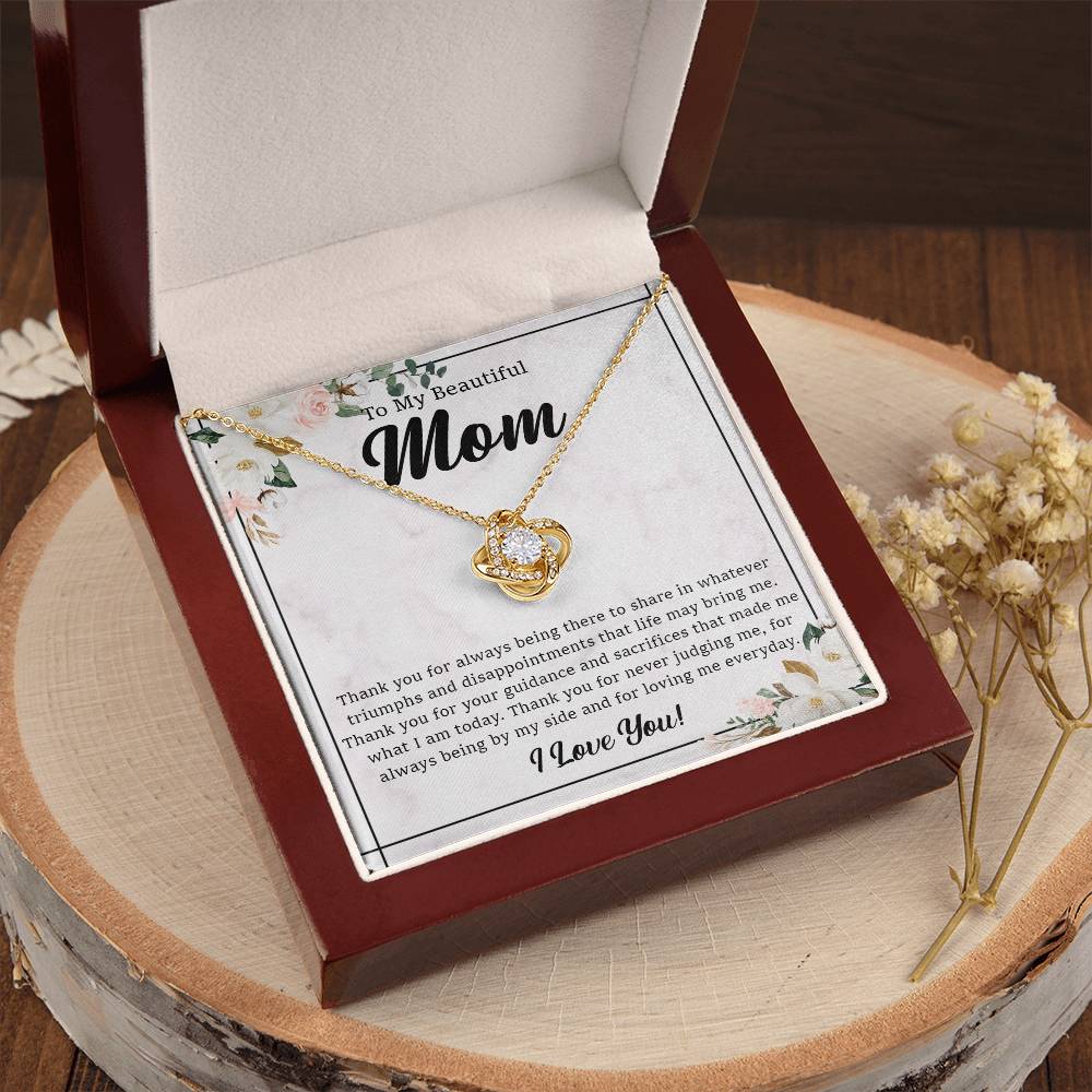To My Beautiful Mom Necklace Gift For Mom From Daughter From Son Mother's Day Gift Thank You Mom Love Knot Necklace
