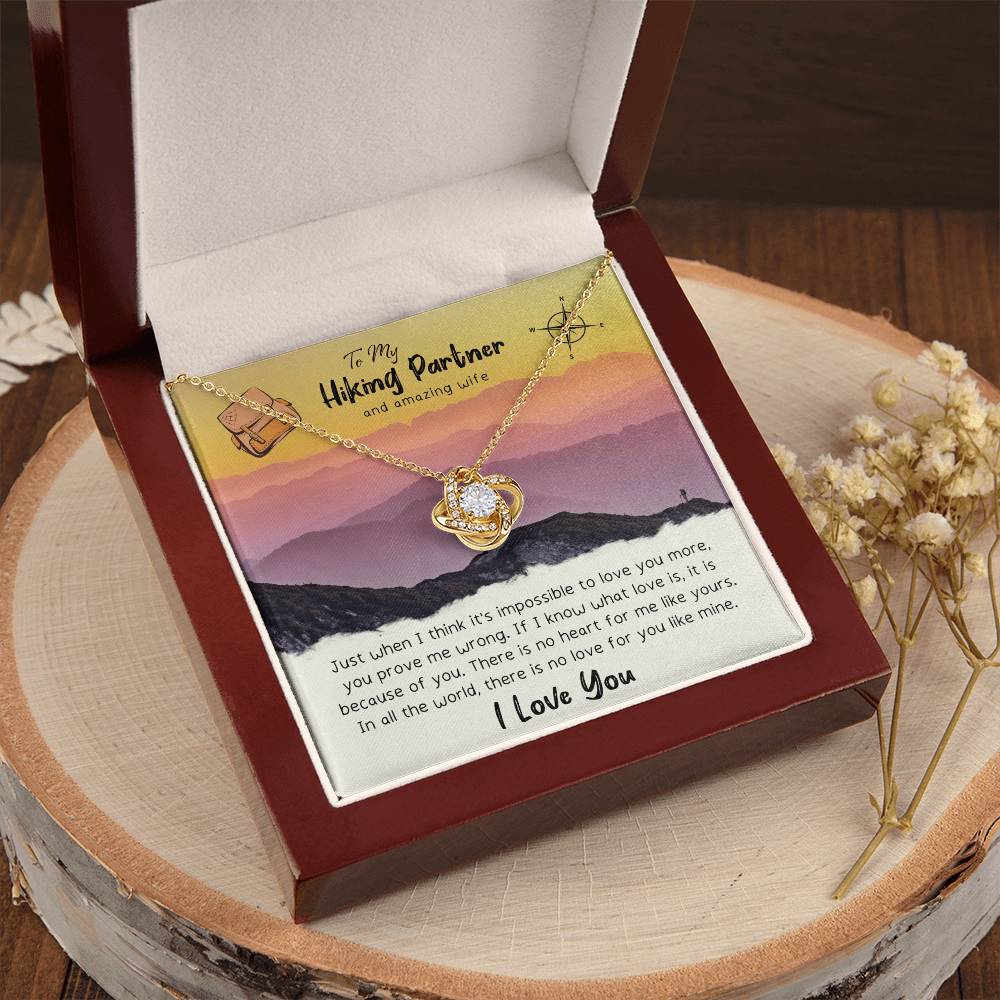 To My Wife Gift Necklace To My Hiking Partner And Amazing Wife Anniversary Gift For Wife Birthday Gift To Wife From H Love Knot Necklace