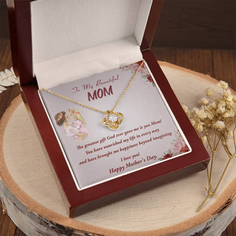 Mother's Day Gift Necklace To Mom From Daughter Gift Necklace Love Knot Pendant Necklace For Mom Mother's Day Gifts Love Knot Necklace