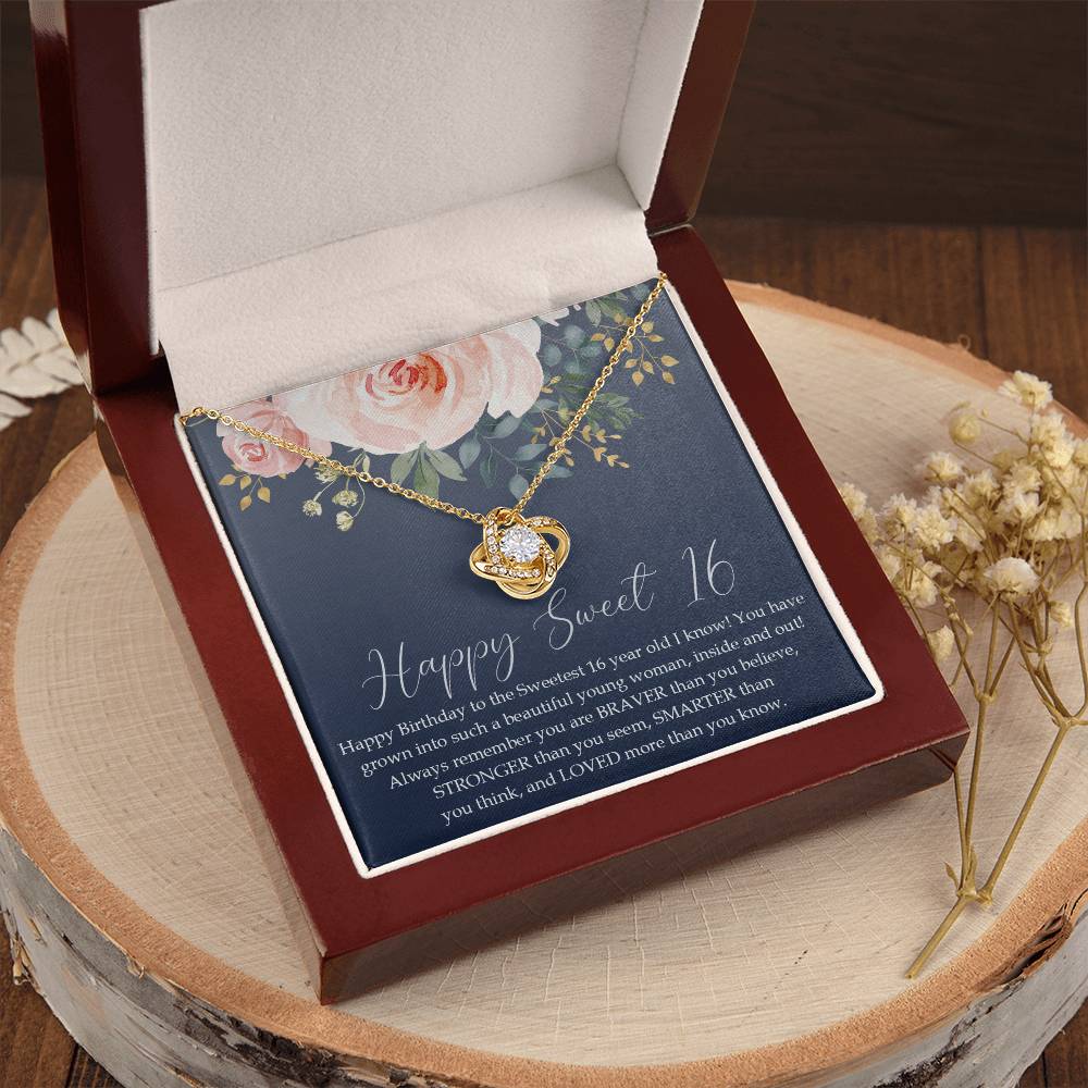 Sweet 16 Gift 16Th Birthday Gift Girl Necklace Sweet 16 Necklace Love Knot Necklace