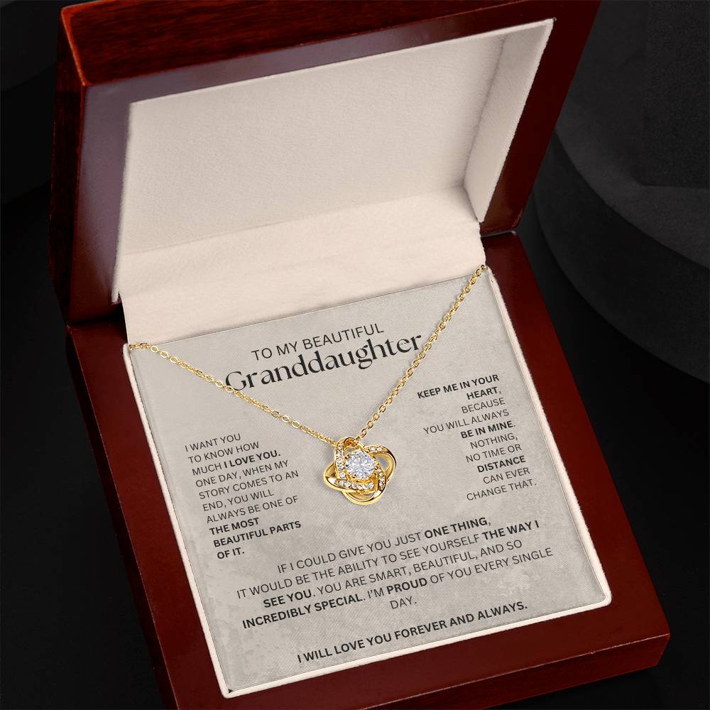 To My Beautiful Granddaughter Love Knot Necklace