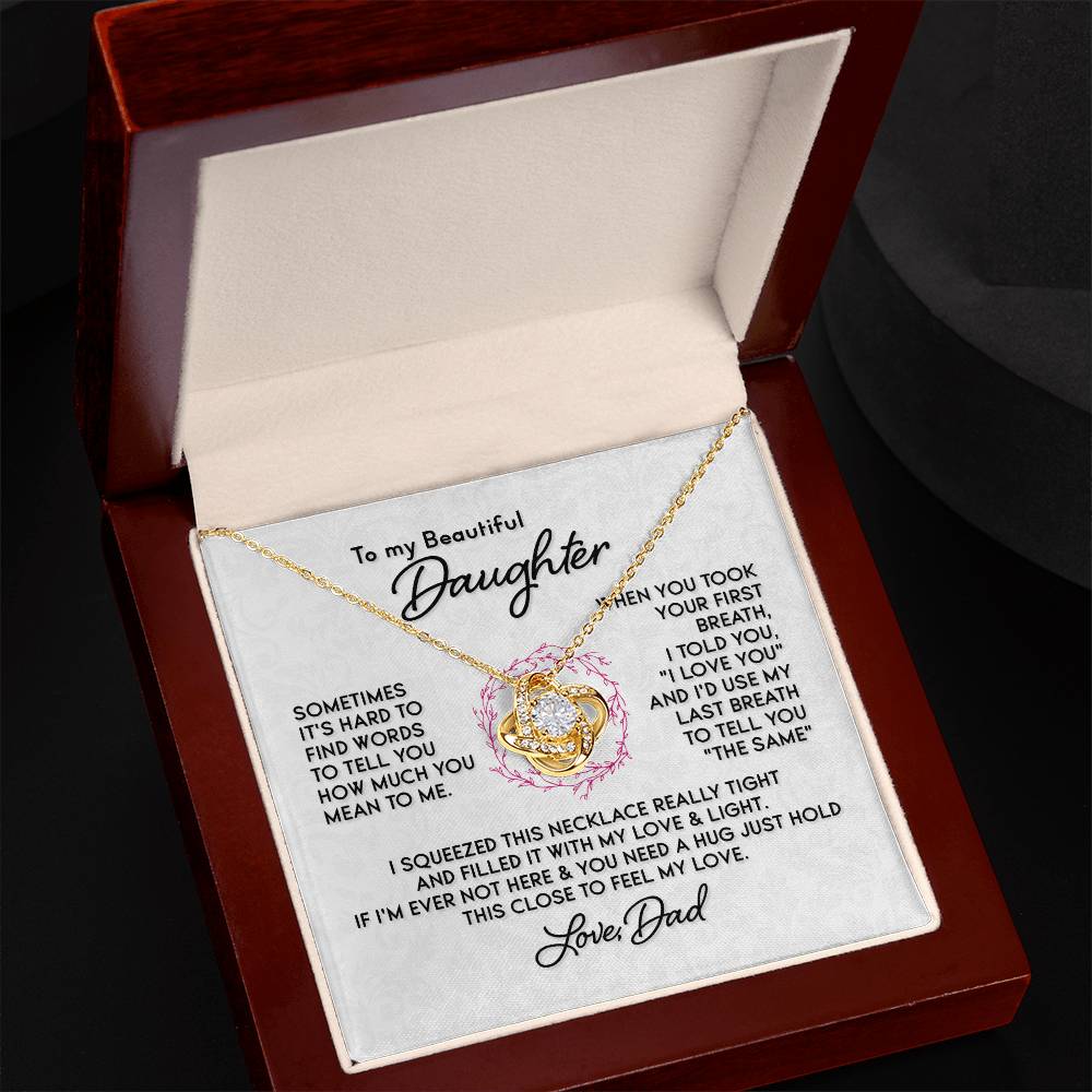 Gift For Daughter - First Breath Necklace From Dad Love Knot Necklace