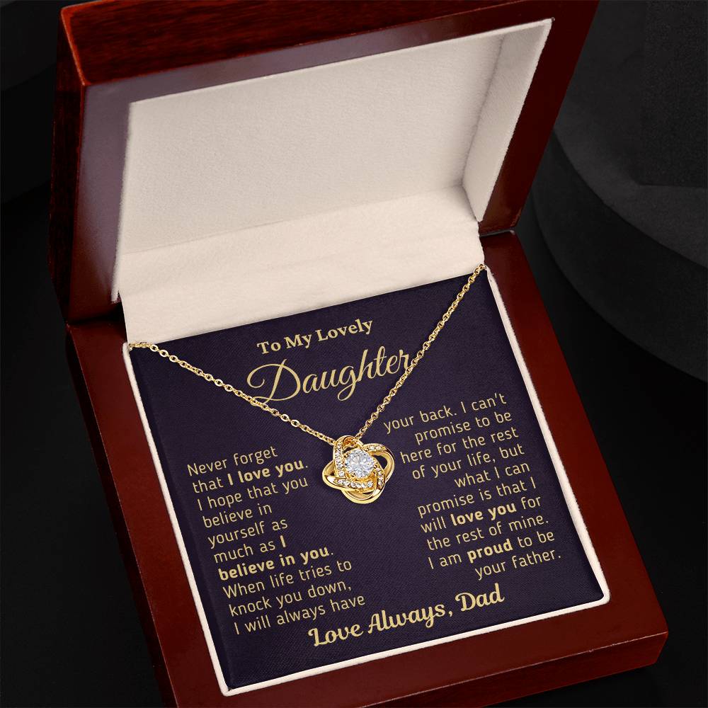 Gift For Daughter Proud To Be Your Father Gold Necklace Love Knot Necklace