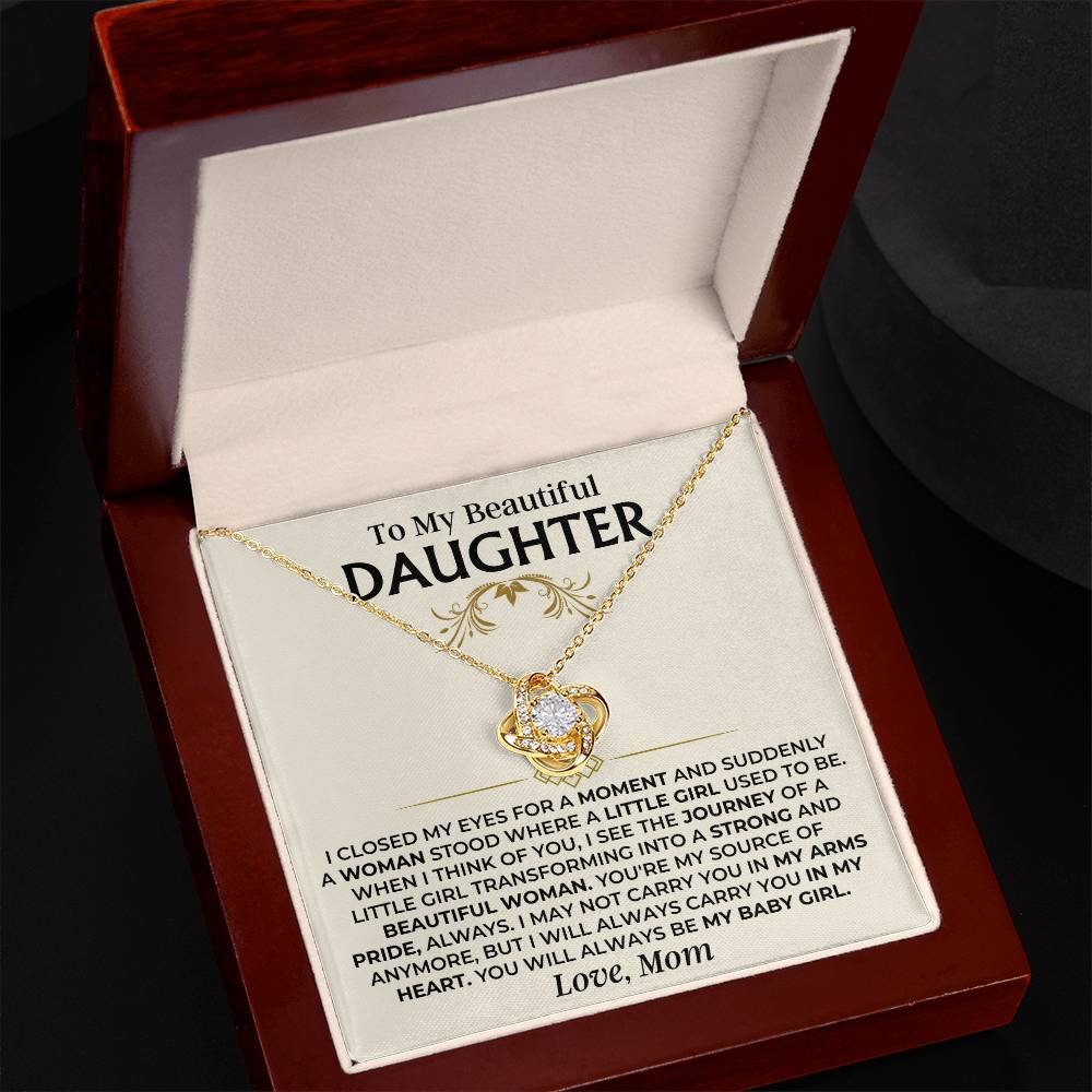 To My Beautiful Daughter - Mom - Love Knot Necklace