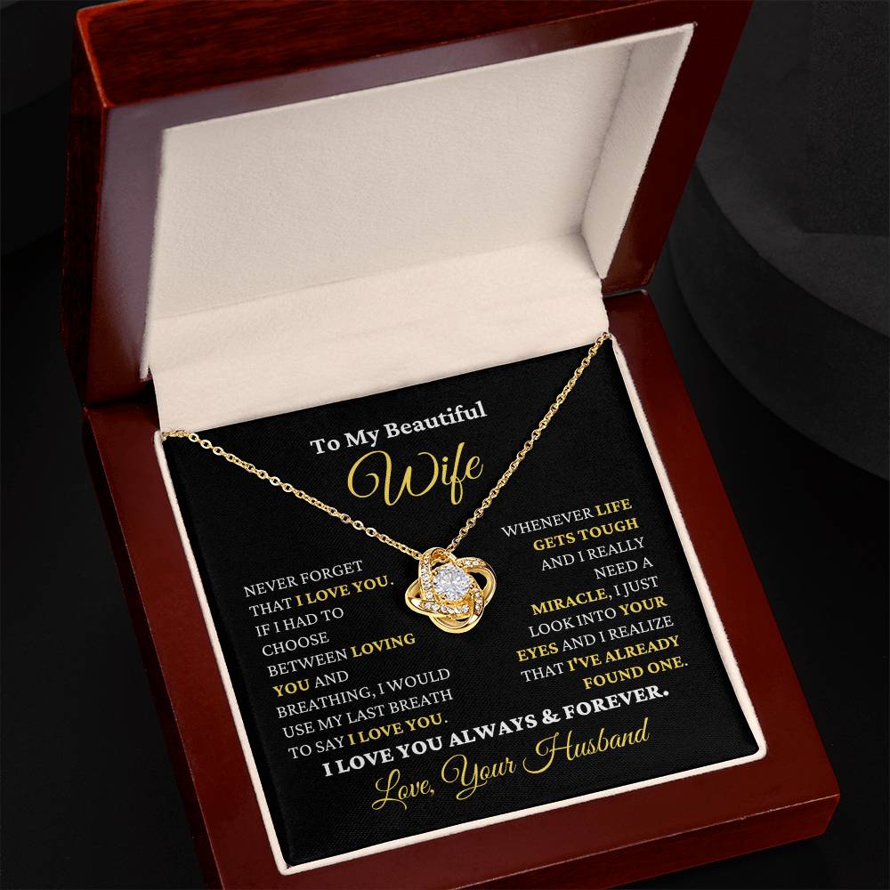 Gift For Wife I Just Look Into Your Eyes Necklace Love Knot Necklace