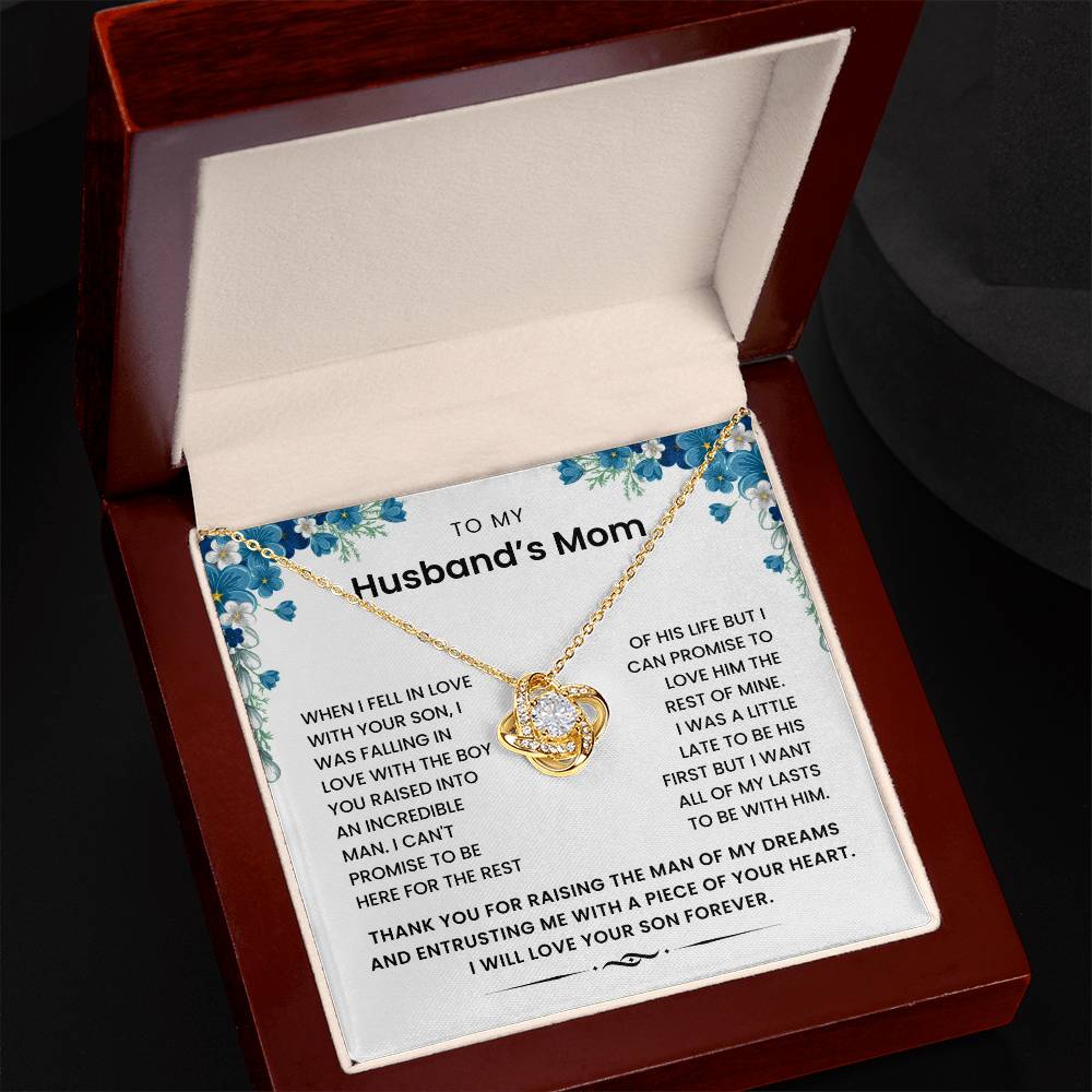 To My Husband's Mom - All My Lasts To Be With Him Love Knot Necklace