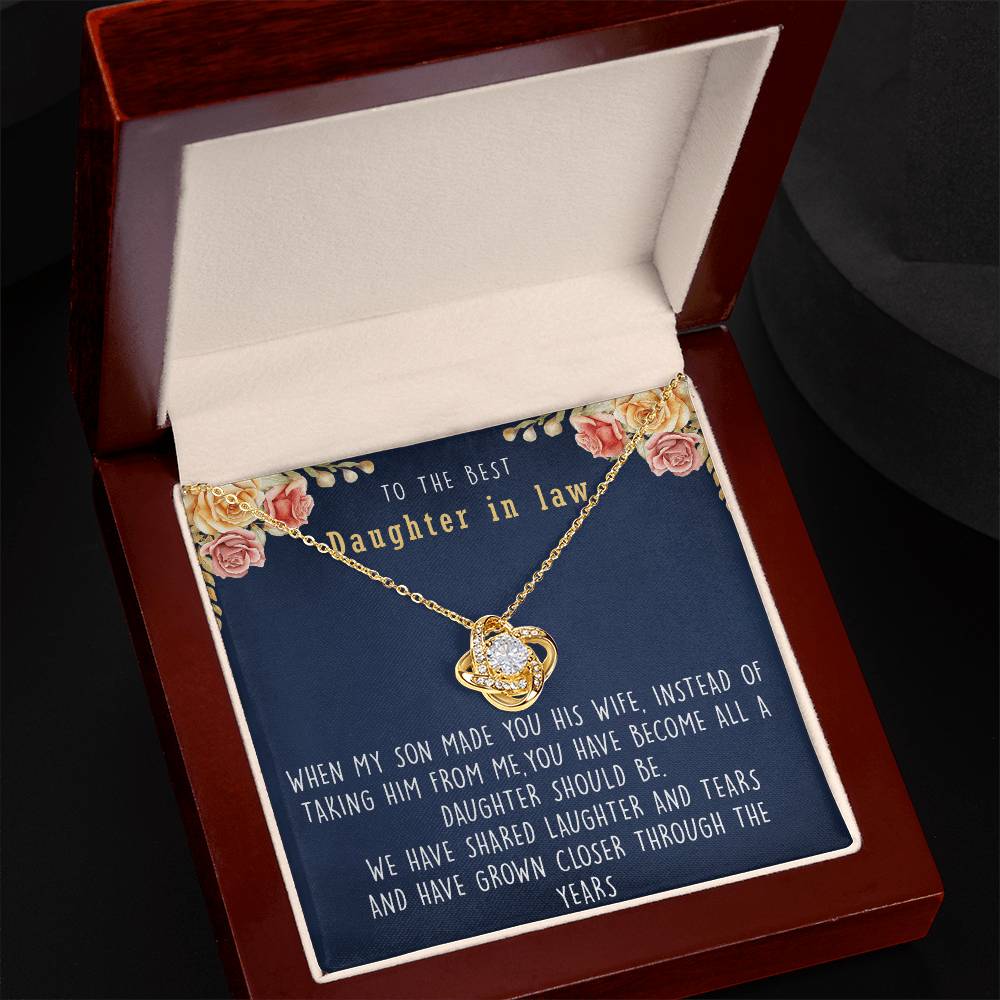 Gift for Daughter-in-law, To my Daughter-in-law necklace, Daughter-in-law jewelry, Daughter-in-law necklace, Daughter-in-law message card - Love Knot Necklace