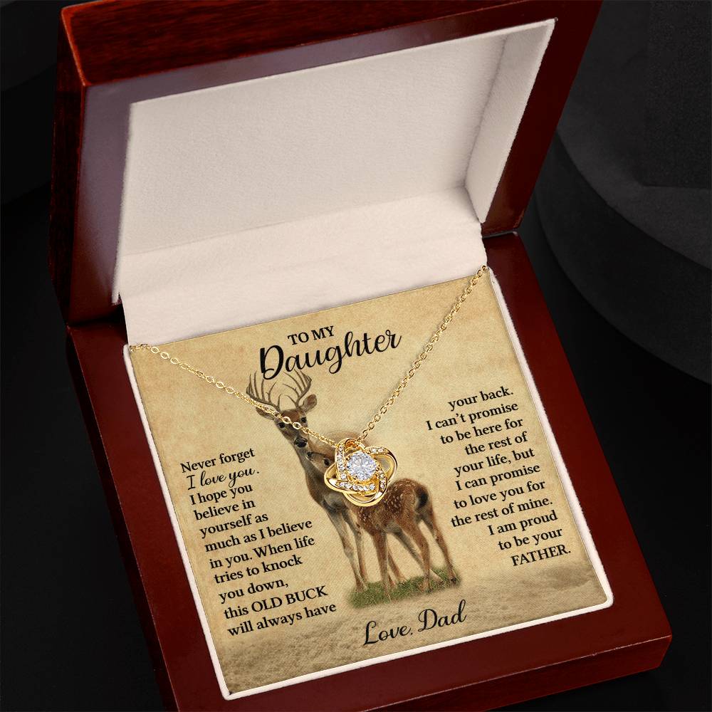 Gift For Daughter Never Forget I Love You Love Dad Necklace (Deer) Love Knot Necklace