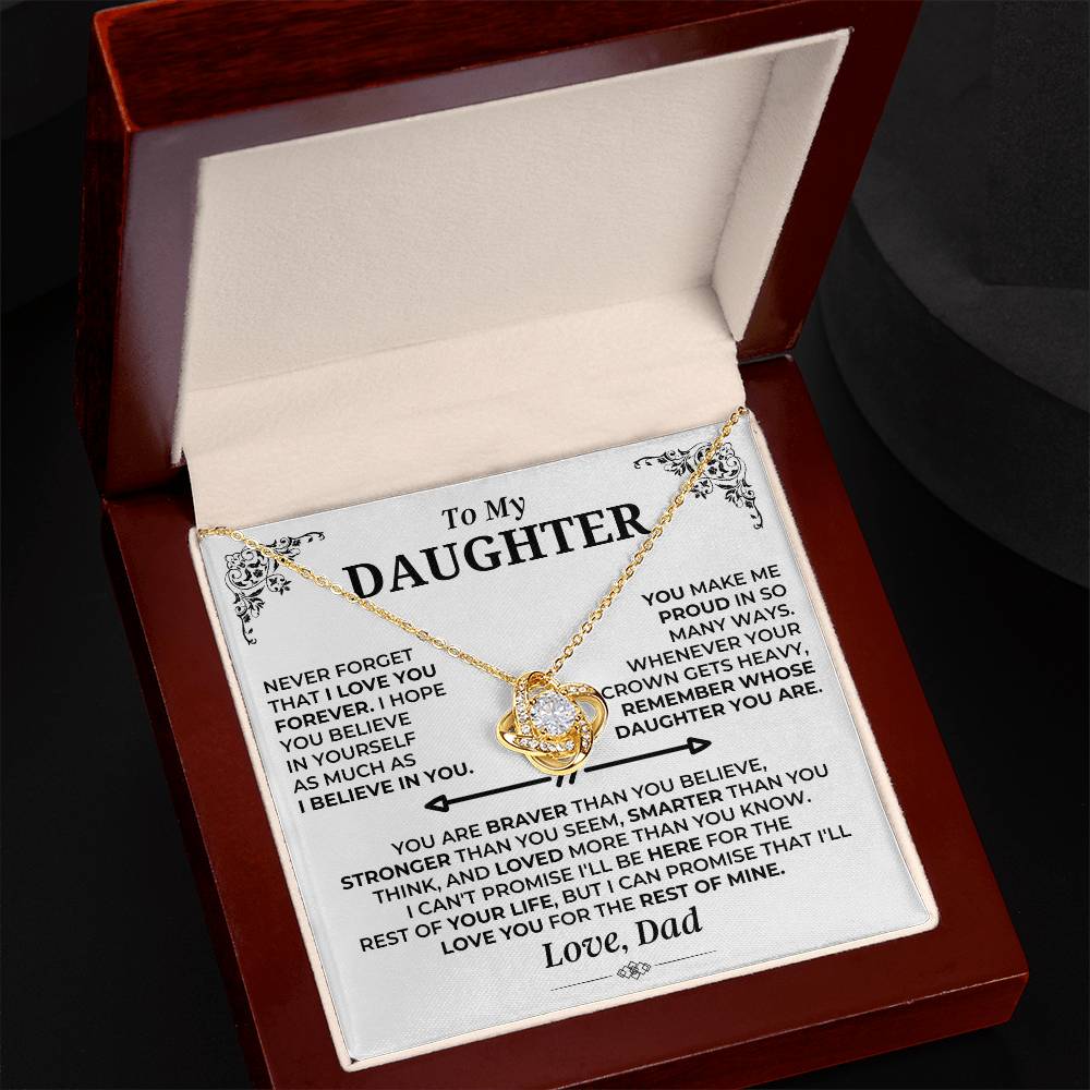 To My Daughter - Love Dad - Beautiful Gift Set - Love Knot Necklace