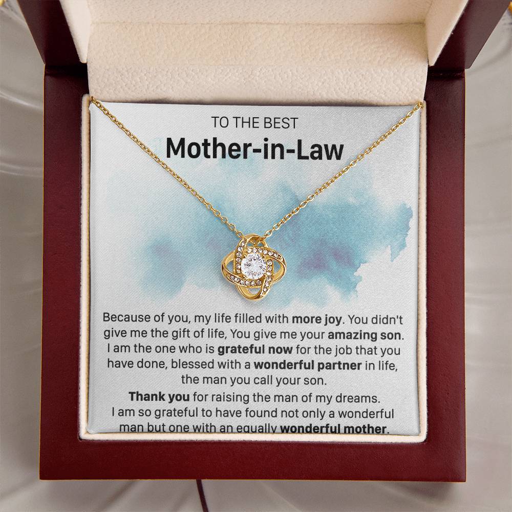 Gift For Mother-In-Law More Joy Grateful Now Love Knot Necklace Love Knot Necklace