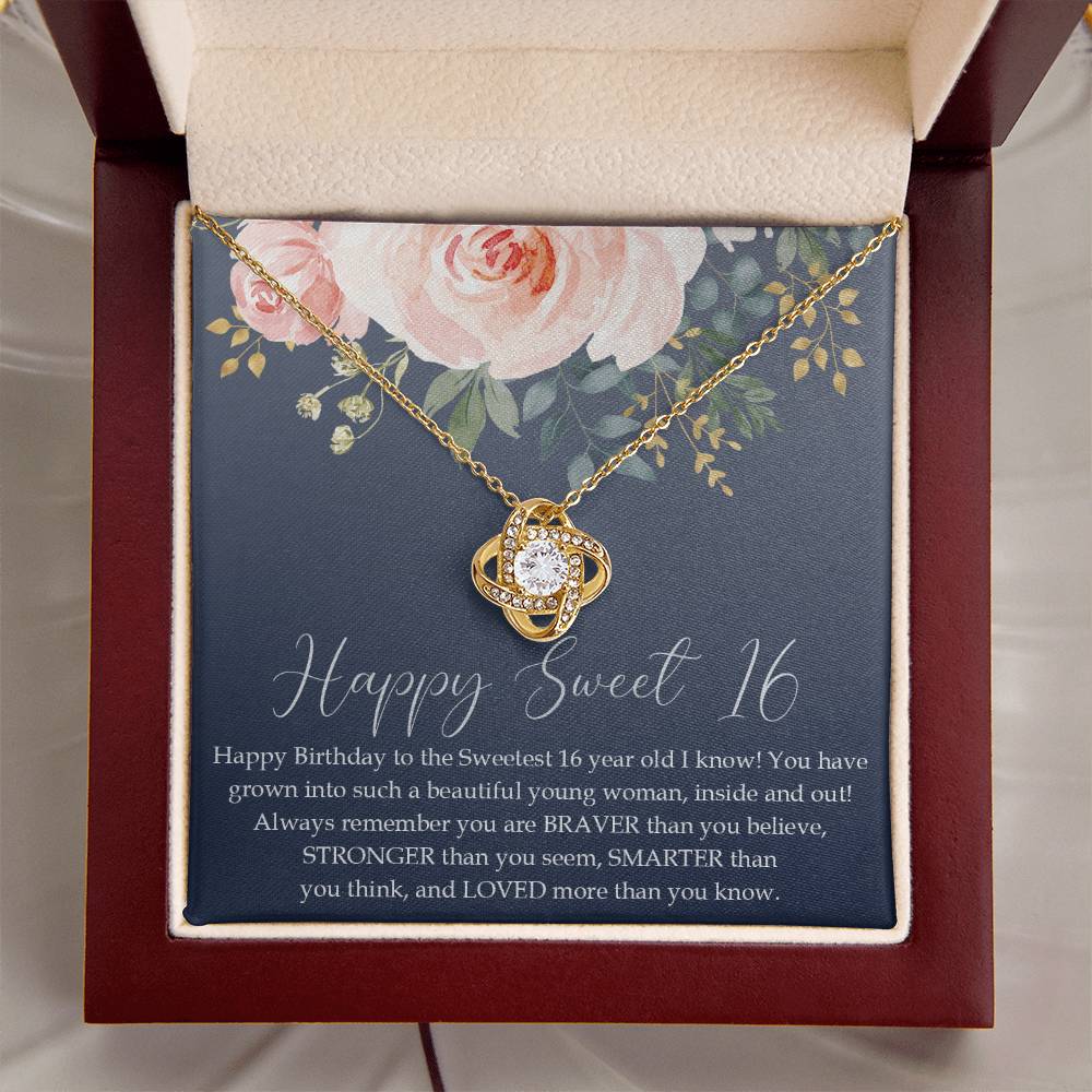 Sweet 16 Gift 16Th Birthday Gift Girl Necklace Sweet 16 Necklace Love Knot Necklace