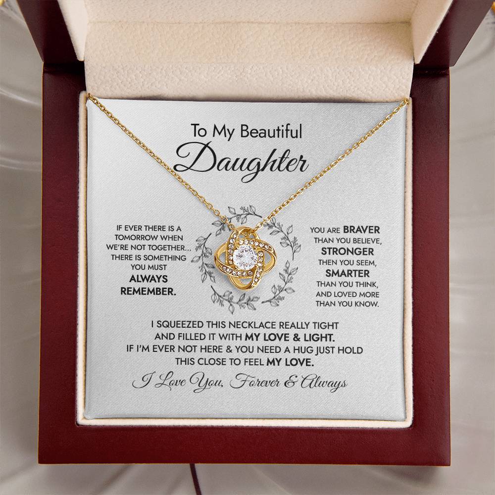 To My Beautiful Daughter Necklace Gift For Daughter From Mom Or Dad Sentimental Gift For Her Daughter Birthday Graduation Gift Love Knot Necklace
