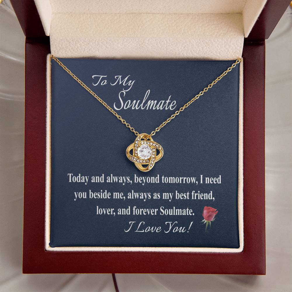 To My Soulmate Message Card Necklace For Wife Girl - Love Knot Necklace