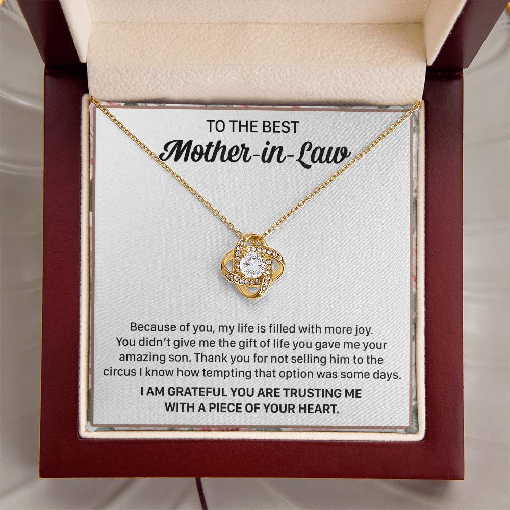 Gift For Mother-In-Law More Joy 3 Love Knot Necklace Love Knot Necklace