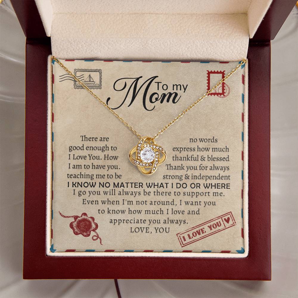 Gift To Mother Love Knot Mother'S Day Gift Necklace Gift For Mother Mother Gift From Daughter Mother Gift From Son Mother Messag Love Knot Necklace