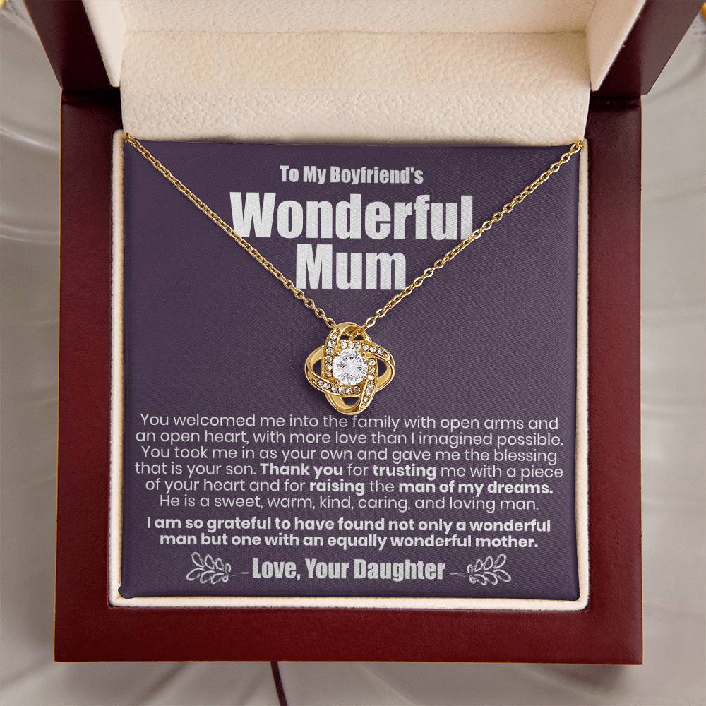 To My Boyfriend's Wonderful Mum - The Love Knot Necklace Love Knot Necklace