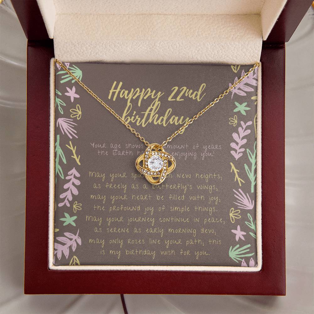 Happy 22Nd Birthday Gifts For 22Nd Birthday 22Nd Birthday Gift For Her 22 Year Old Female Best Friend 22Nd B Love Knot Necklace