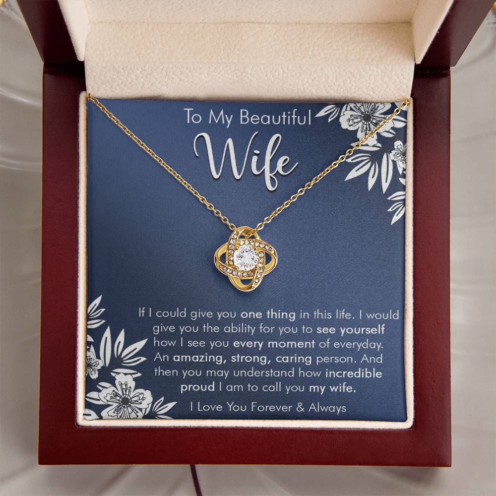 Gift For Wife I See You Everyday Navy Flower Love Knot Necklace Love Knot Necklace