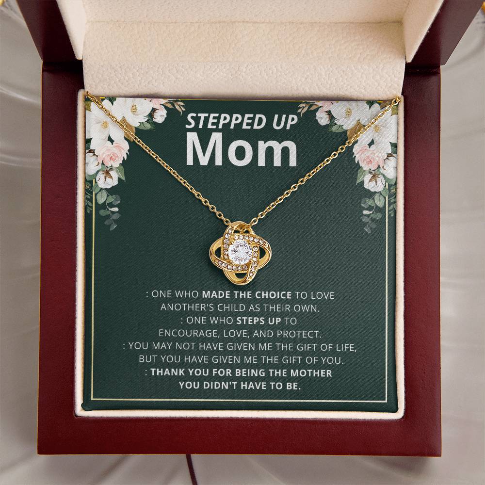 To My Step Mom Stepped Up Mom Necklace Gift For Bonus Mom Second Mom Birthday Mother's Day Gift Love Knot Necklace