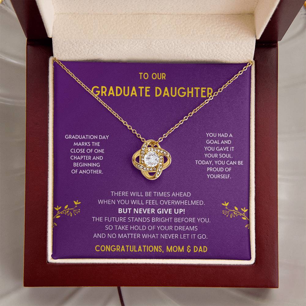 The Future Stands Bright Before You! Graduate Daughter - Necklace College Graduation Gift For Her High School Sen Love Knot Necklace