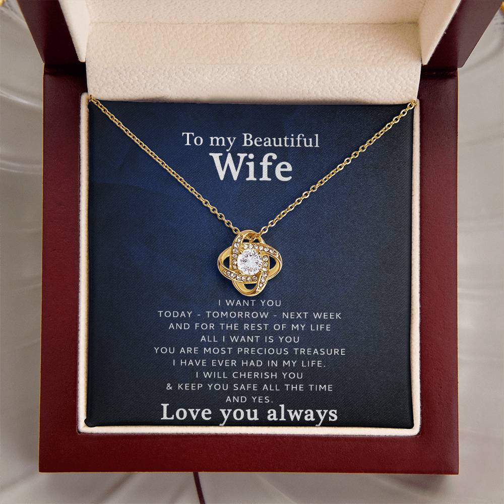 To My Wife - Love You Love Knot Necklace