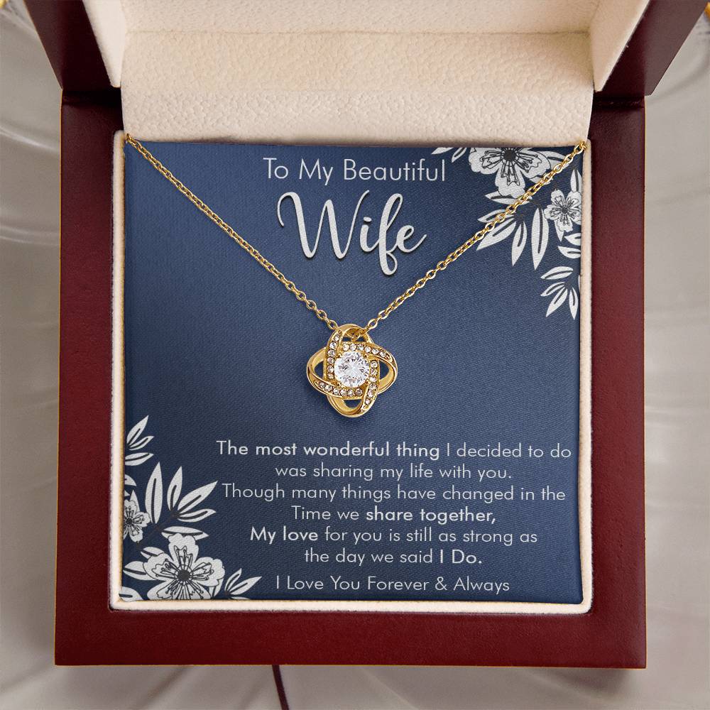 Gift For Wife I Do Navy Flower Love Knot Necklace Love Knot Necklace