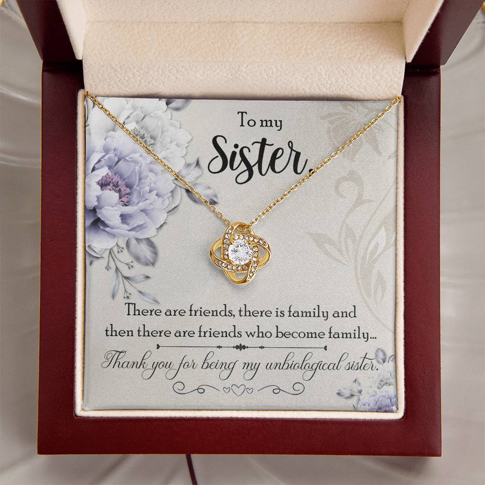 To My Unbiological Sis Love Knot Necklace