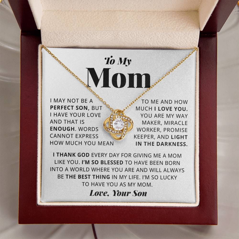 To My Mom - Heart Melt Message Love Knot Necklace Love Knot Necklace