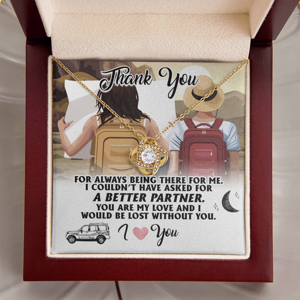 To My Partner Gift Necklace Gift Necklace For Wife Hiking Wife Gift Traveling Wife Love Knot Necklace