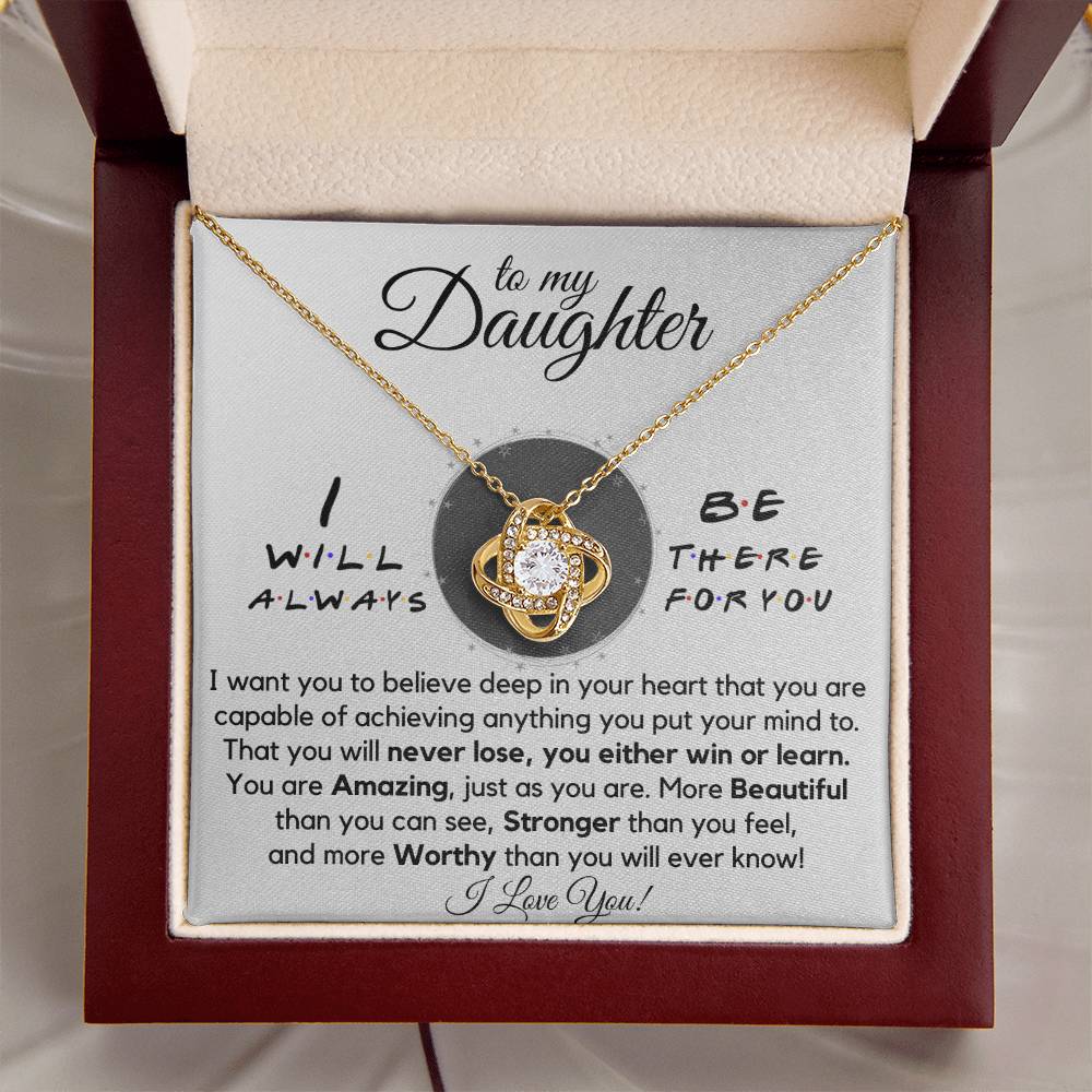 To My Daughters - Always There For You - Gift Ne Love Knot Necklace
