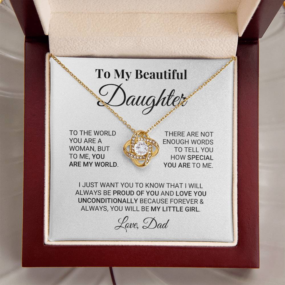 My Daughter My World Ne Love Knot Necklace