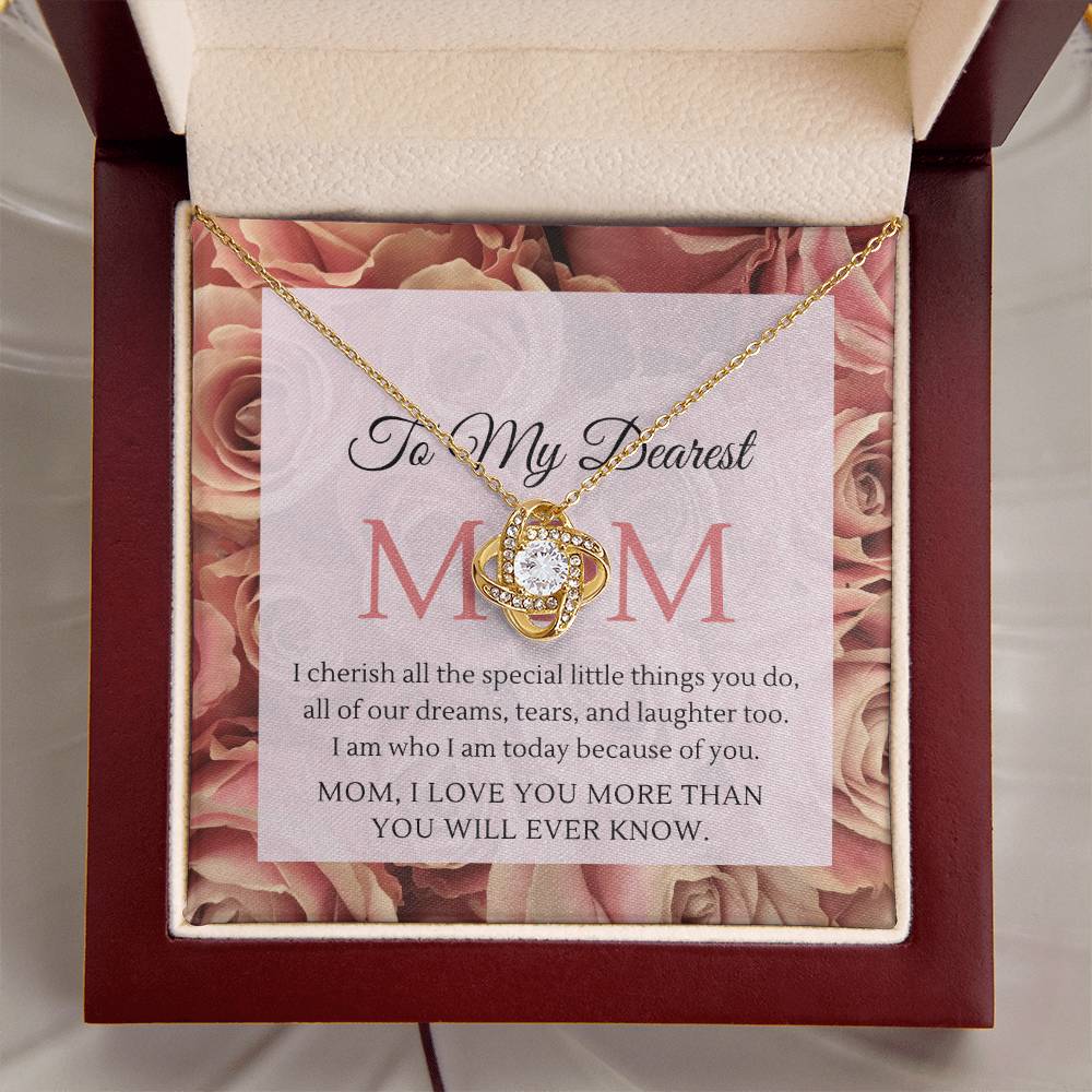 Mom I Love You More Than You Will Ever Know Cz Pendant And Earrings Gift Set Love Knot Necklace