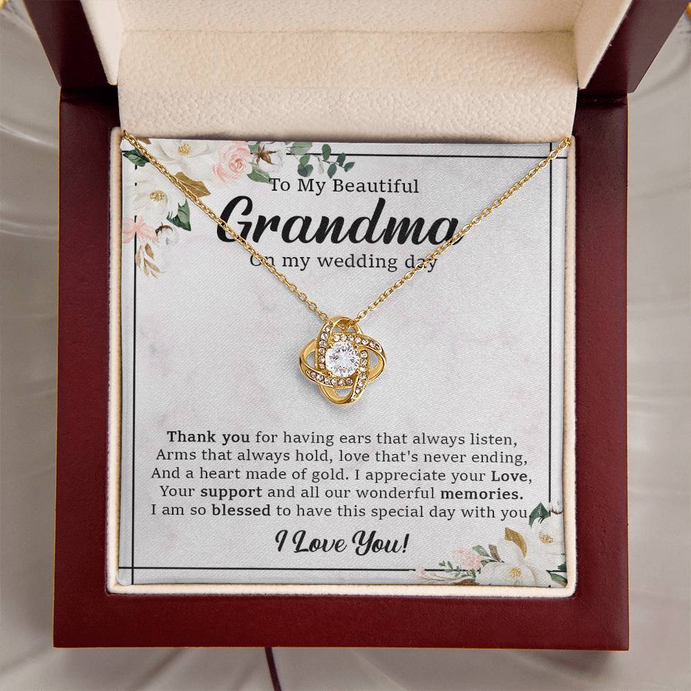 To Grandma Wedding Gift For Grandma Of The Bride Grandmother Wedding Gift From Granddaughter Love Knot Necklace