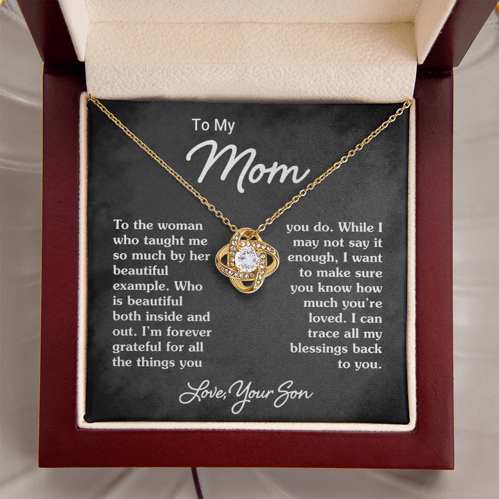 To My Mom - Heart Melt Message Love Knot Necklace 1 Love Knot Necklace