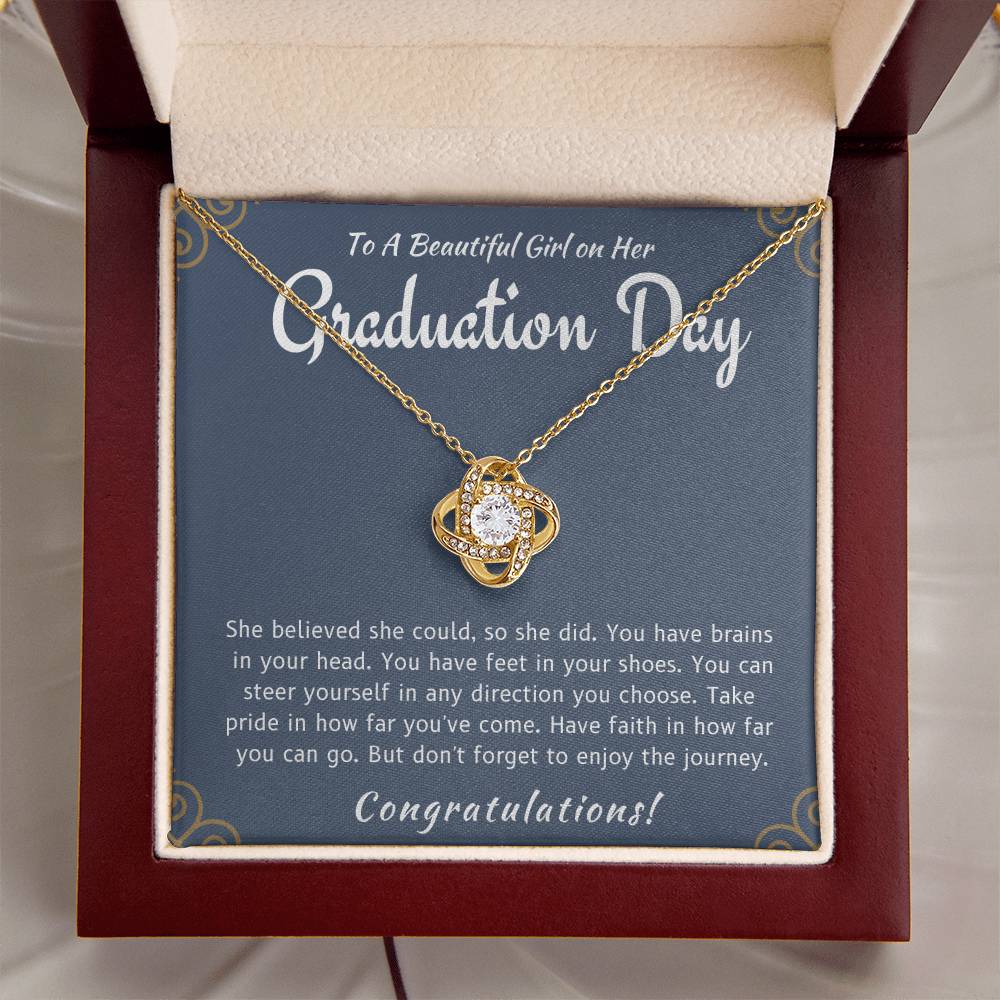 Graduation Day - She Believed She Could Love Knot Necklace