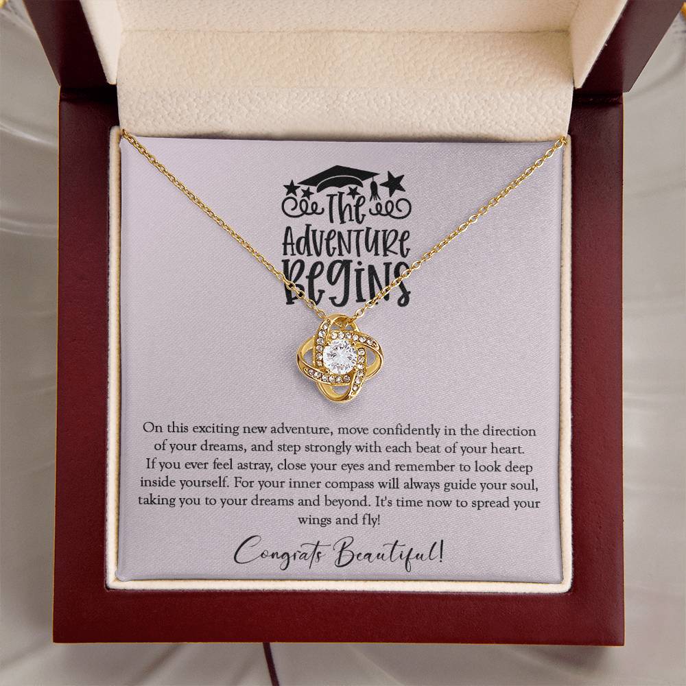 The Adventure Begins - Graduation Necklace Gift For Her Class Of 2022 Hight School College Graduation Gift Love Knot Necklace